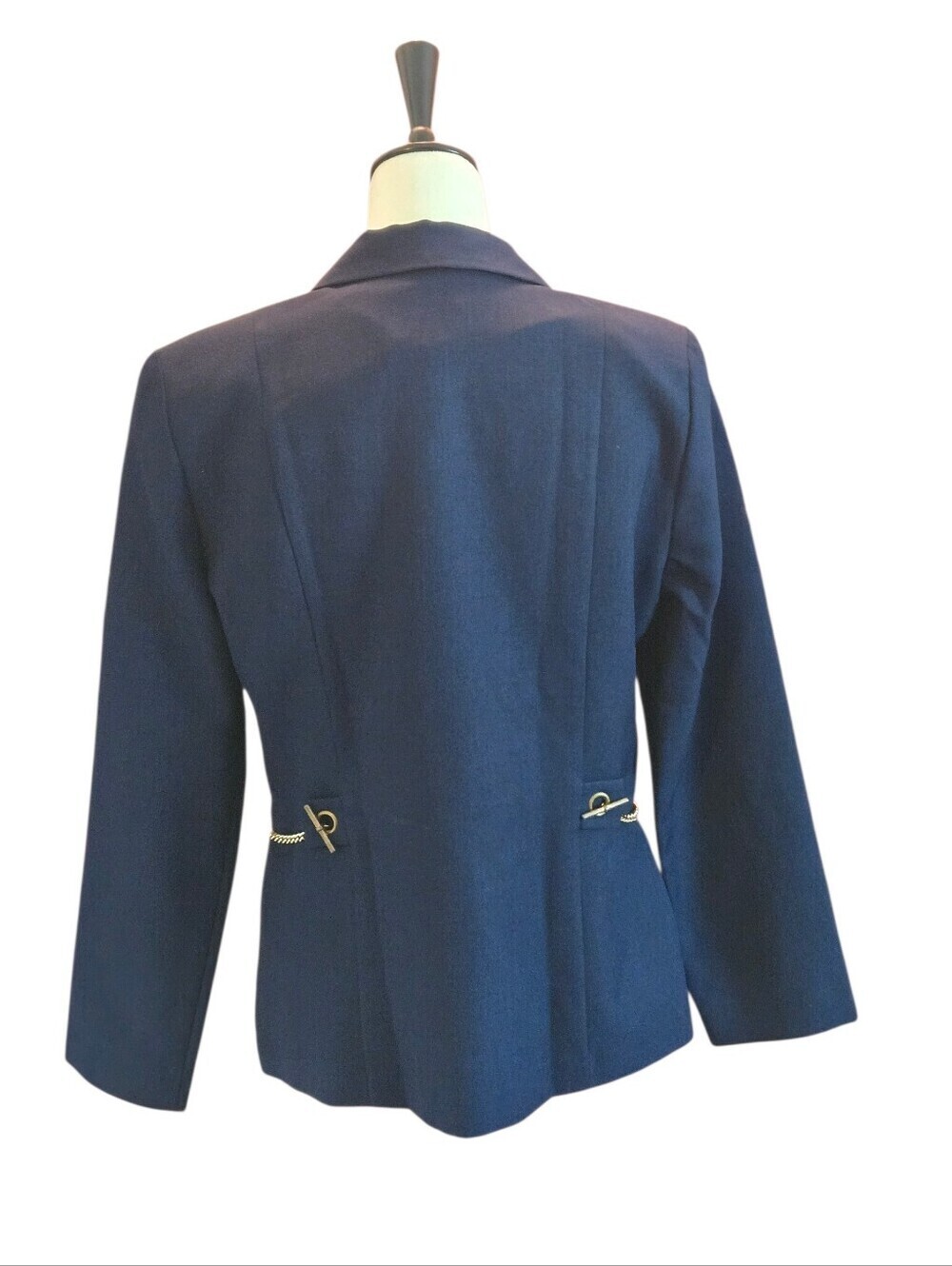 Periwinkle Vintage Navy Military Blazer Sz 10 Made in USA Gold Chain Detail USA - Picture 3 of 15